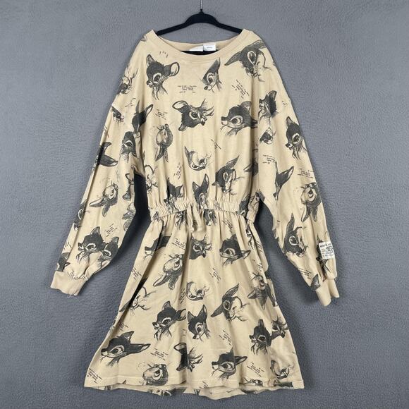 Disney Other - Zara Disney Classics Dress Girls 11-12 Beige Sweater Dress Bambi Animal Print